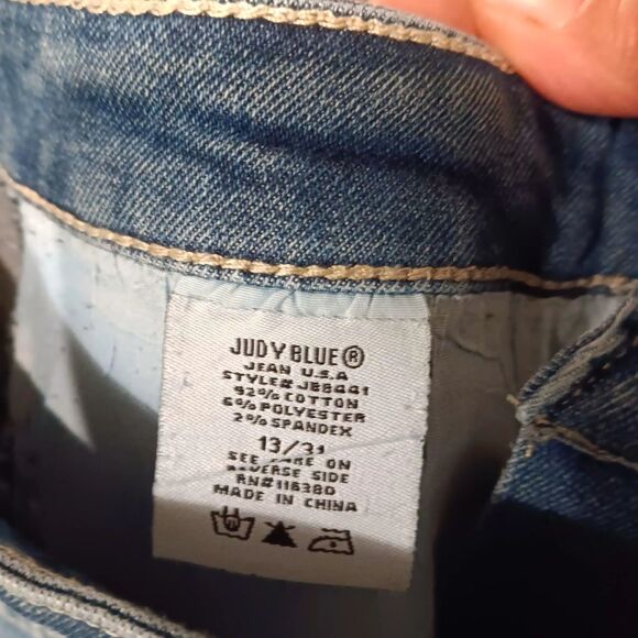 Judy Blue Women Sz 13 Destroyed Denim Skinny Jeans Holiday Festival Stretch High - Picture 10 of 10